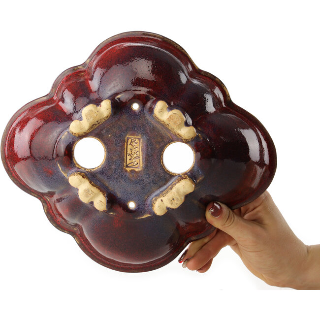 Pot à bonsaï rouge Mokko par Sharaku - 253 x 221 x 75 mm