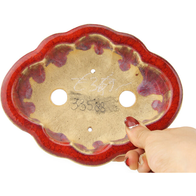 Roter Mokko-Bonsaitopf von Sharaku – 180 x 143 x 48 mm