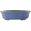Oval blue bonsai pot by Hattori - 188 x 160 x 52 mm