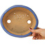 Oval blue bonsai pot by Hattori - 188 x 160 x 52 mm