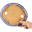 Oval blue bonsai pot by Hattori - 188 x 160 x 52 mm