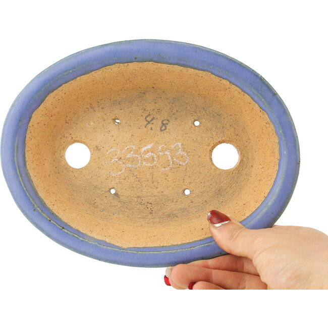 Ovale blauwe bonsai pot van Hattori - 200 x 150 x 45 mm