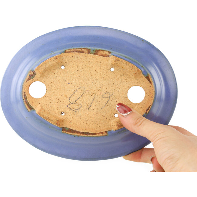 Maceta ovalada azul para bonsái de Hattori - 200 x 150 x 45 mm