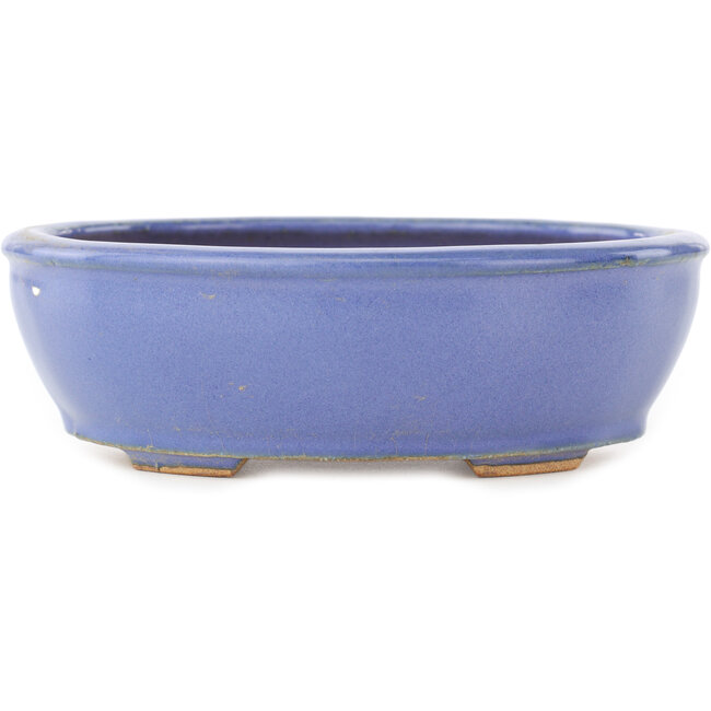 Ovale blauwe bonsai pot van Hattori - 160 x 135 x 50 mm