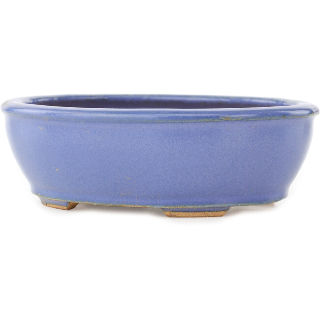 Ovale blauwe bonsai pot van Hattori - 160 x 135 x 50 mm
