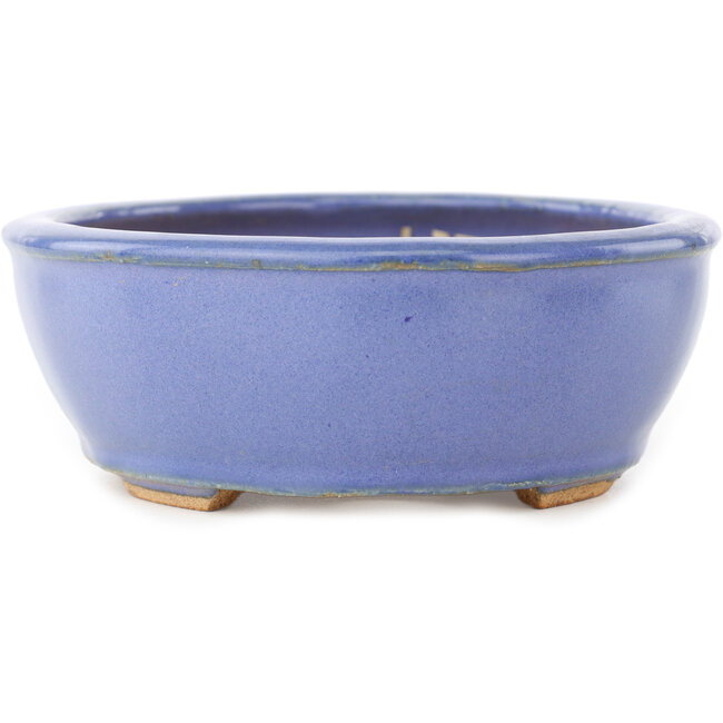 Pot à bonsaï ovale bleu par Hattori - 160 x 135 x 50 mm