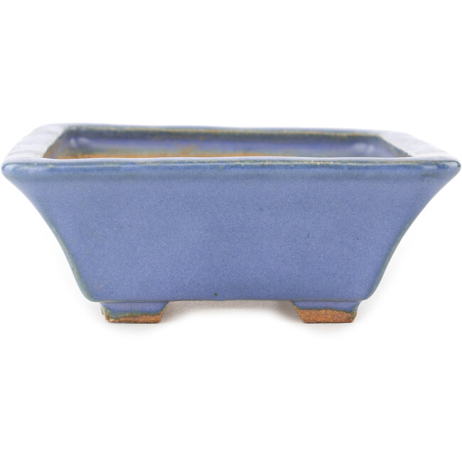 Rectangular blue bonsai pot by Hattori - 162 x 137 x 50 mm