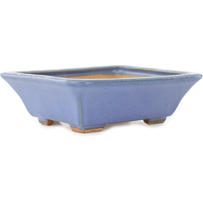 Rectangular blue bonsai pot by Hattori - 162 x 137 x 50 mm
