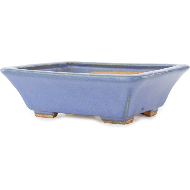 Rechthoekige blauwe bonsai pot van Hattori - 162 x 137 x 50 mm