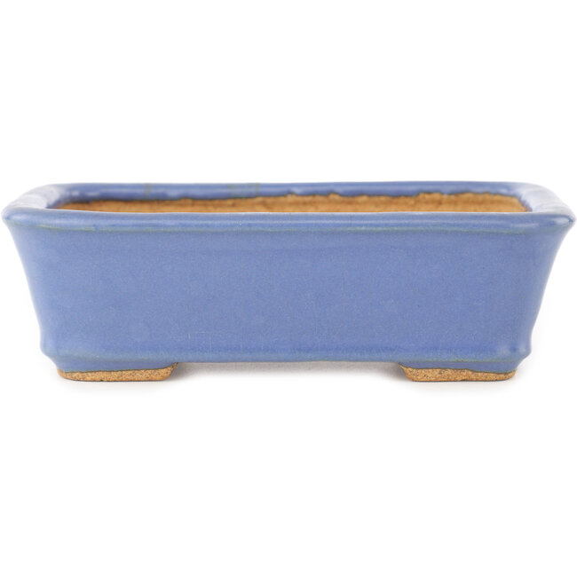 Rectangular blue bonsai pot by Hattori - 141 x 105 x 42 mm