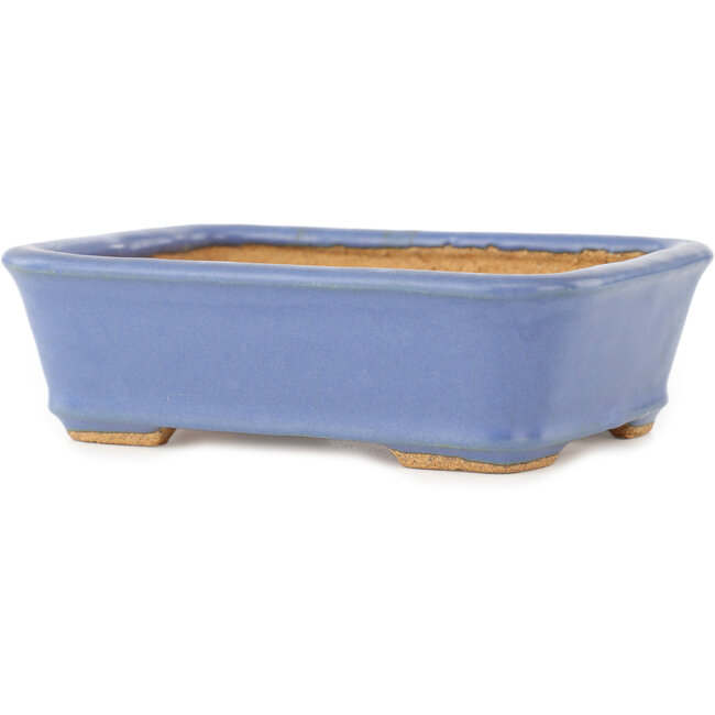 Pot à bonsaï rectangulaire bleu par Hattori - 141 x 105 x 42 mm