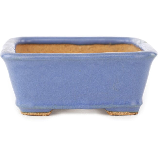 Rechthoekige blauwe bonsai pot van Hattori - 141 x 105 x 42 mm