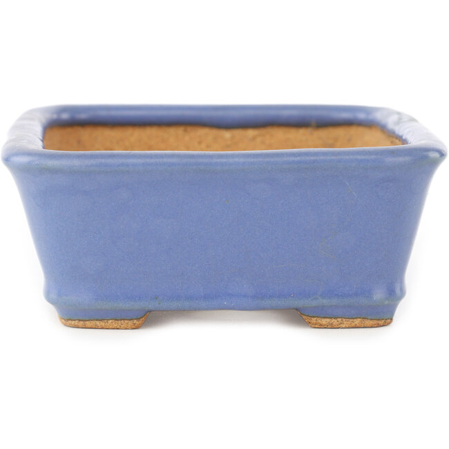Rectangular blue bonsai pot by Hattori - 141 x 105 x 42 mm