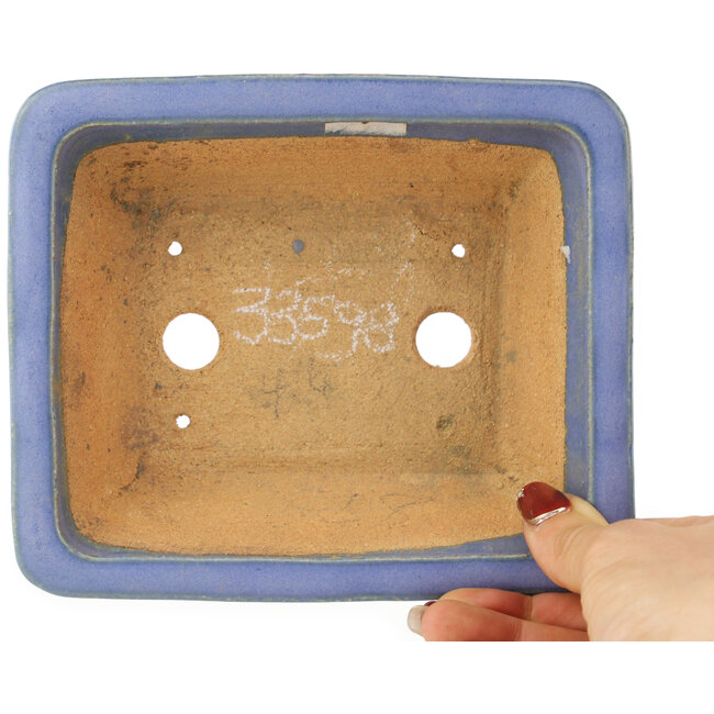 Rechthoekige blauwe bonsai pot van Hattori - 162 x 137 x 50 mm
