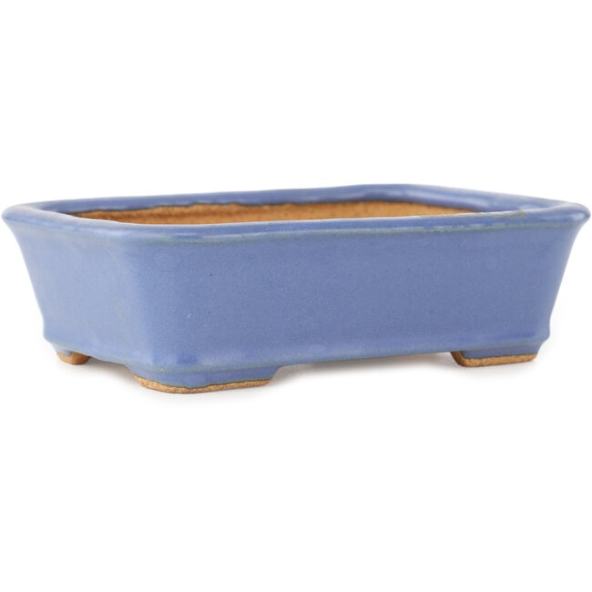 Rectangular blue bonsai pot by Hattori - 141 x 105 x 42 mm