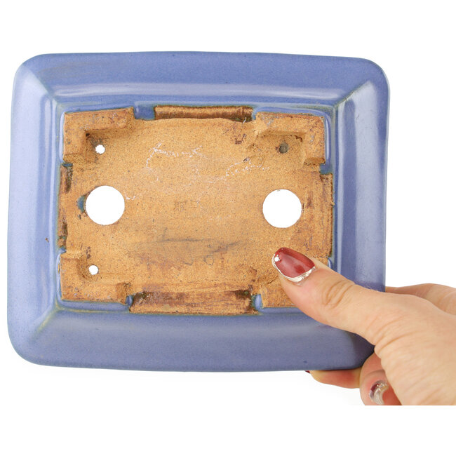 Rechthoekige blauwe bonsai pot van Hattori - 162 x 137 x 50 mm