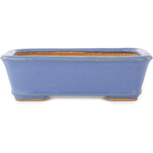 Rechthoekige blauwe bonsai pot van Hattori - 141 x 105 x 42 mm