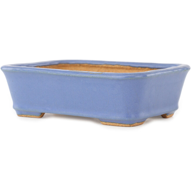 Rechthoekige blauwe bonsai pot van Hattori - 141 x 105 x 42 mm