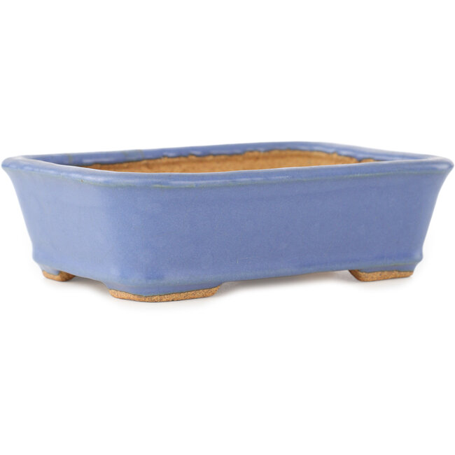 Rectangular blue bonsai pot by Hattori - 141 x 105 x 42 mm