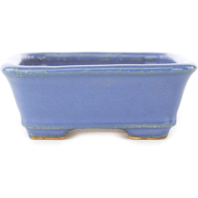 Rectangular blue bonsai pot by Hattori - 138 x 104 x 40 mm