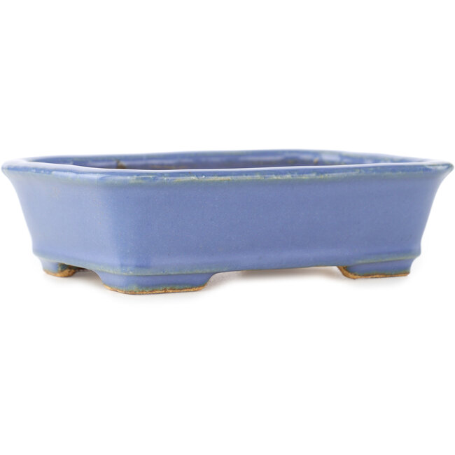 Rechthoekige blauwe bonsai pot van Hattori - 138 x 104 x 40 mm