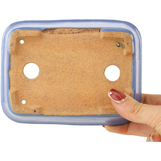 Pot à bonsaï rectangulaire bleu par Hattori - 141 x 105 x 42 mm