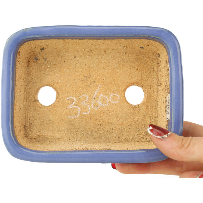 Rechthoekige blauwe bonsai pot van Hattori - 138 x 104 x 40 mm