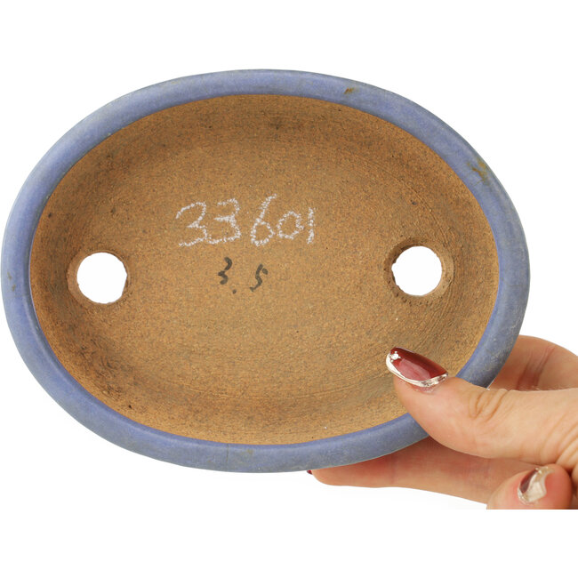 Vaso bonsai ovale blu di Hattori - 142 x 110 x 37 mm