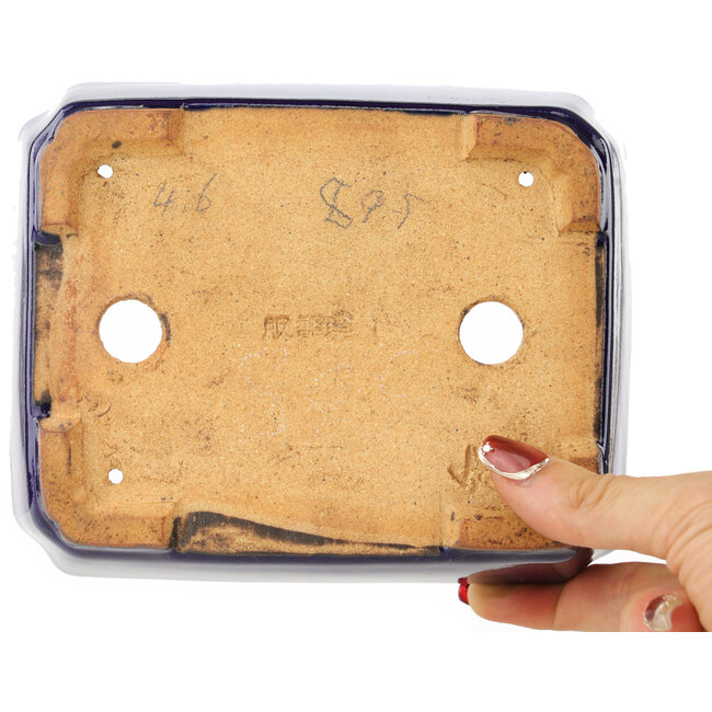 Pot à bonsaï rectangulaire bleu foncé de Hattori - 162 x 130 x 47 mm