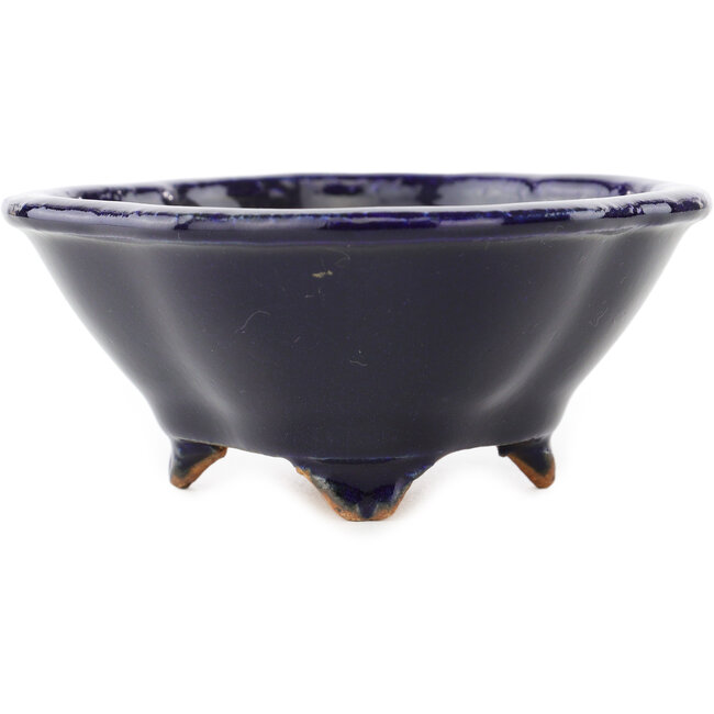 Mokko dark blue bonsai pot by Hattori - 140 x 118 x 50 mm