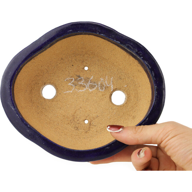 Pot à bonsaï Mokko bleu foncé par Hattori - 162 x 138 x 58 mm