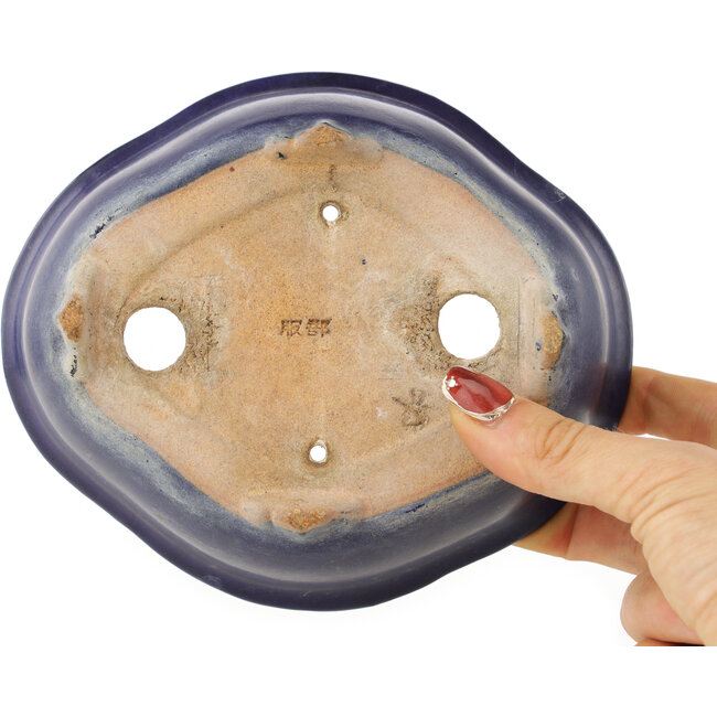 Pot à bonsaï Mokko bleu foncé par Hattori - 162 x 138 x 58 mm