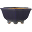 Pot à bonsaï hexagonal bleu foncé de Hattori - 155 x 155 x 68 mm