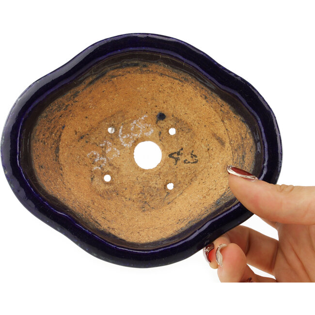 Vaso bonsai Mokko blu scuro di Hattori - 140 x 118 x 50 mm