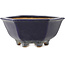 Zeshoekige donkerblauwe bonsaipot van Hattori - 155 x 155 x 68 mm