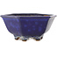 Hexagonal dark blue bonsai pot by Hattori - 155 x 155 x 65 mm