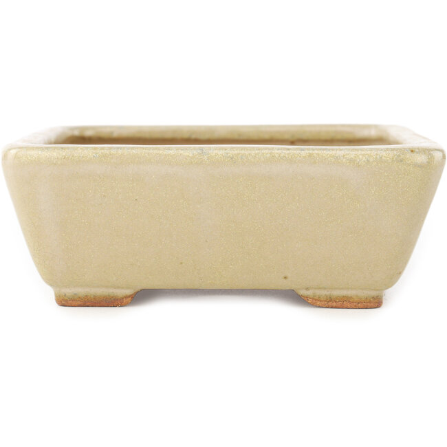 Rechthoekige gebroken witte bonsaipot van Hattori - 160 x 135 x 50 mm