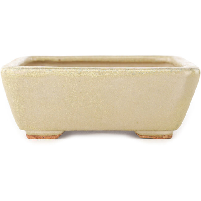 Rechthoekige gebroken witte bonsaipot van Hattori - 160 x 135 x 50 mm