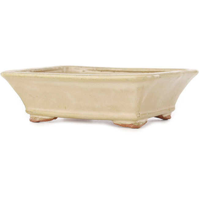 Rechthoekige gebroken witte bonsaipot van Hattori - 162 x 138 x 50 mm