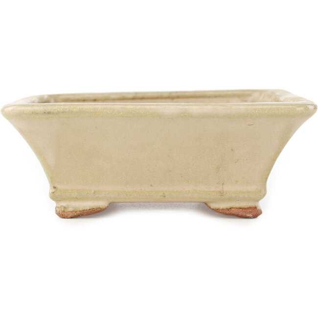 Rectangular off-white bonsai pot by Hattori - 162 x 138 x 50 mm