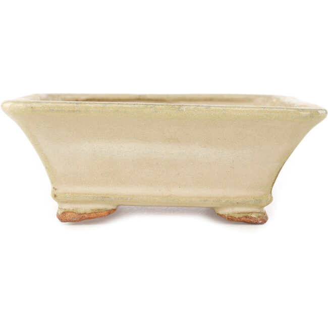 Rectangular off-white bonsai pot by Hattori - 162 x 138 x 50 mm