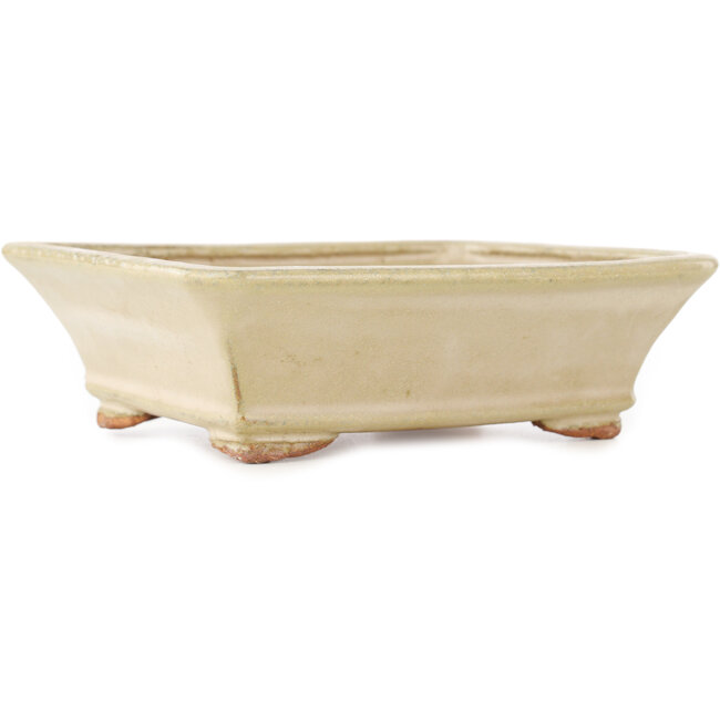 Rechthoekige gebroken witte bonsaipot van Hattori - 162 x 138 x 50 mm