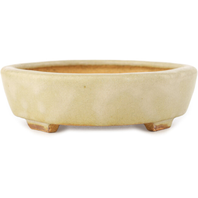 Pot à bonsaï Mokko blanc cassé par Hattori - 163 x 140 x 40 mm