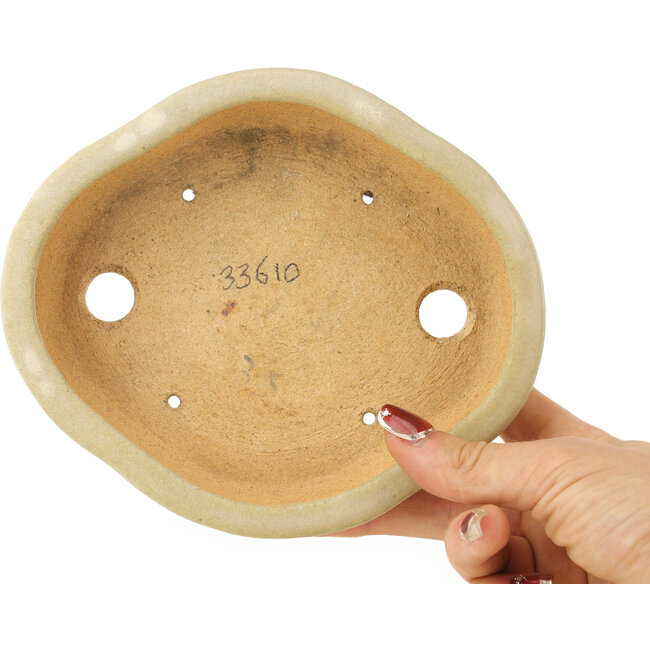 Mokko off-white bonsai pot by Hattori - 163 x 140 x 40 mm