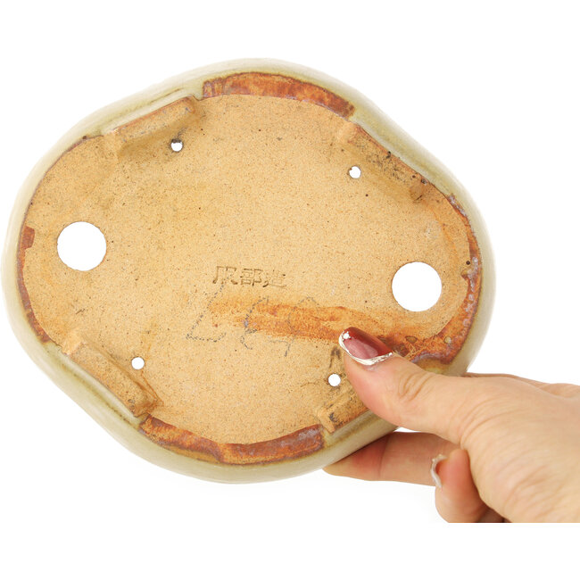 Mokko cremeweißer Bonsaitopf von Hattori - 163 x 140 x 40 mm