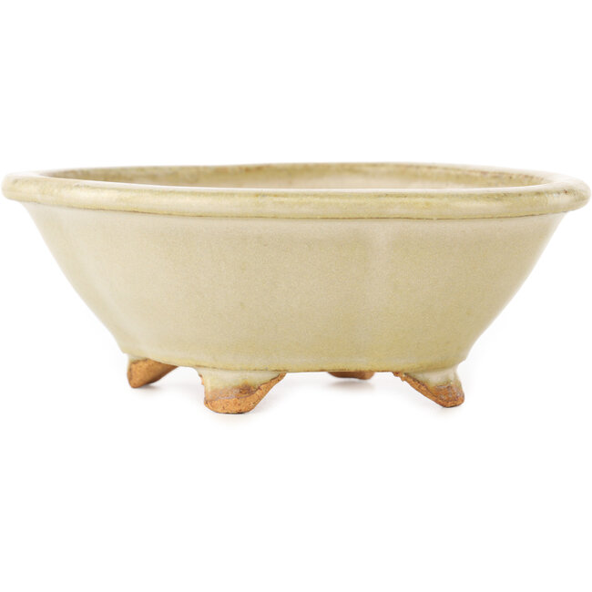 Pot à bonsaï Mokko blanc cassé par Hattori - 135 x 115 x 47 mm