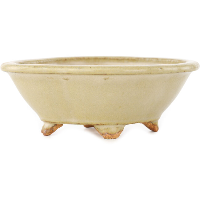 Mokko cremeweißer Bonsaitopf von Hattori - 135 x 115 x 47 mm