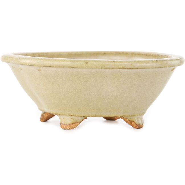 Mokko cremeweißer Bonsaitopf von Hattori - 135 x 115 x 47 mm