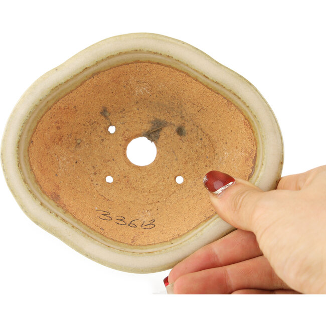 Pot à bonsaï Mokko blanc cassé par Hattori - 135 x 115 x 47 mm