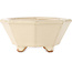 Pot à bonsaï octogonal blanc cassé de Hattori - 125 x 125 x 55 mm